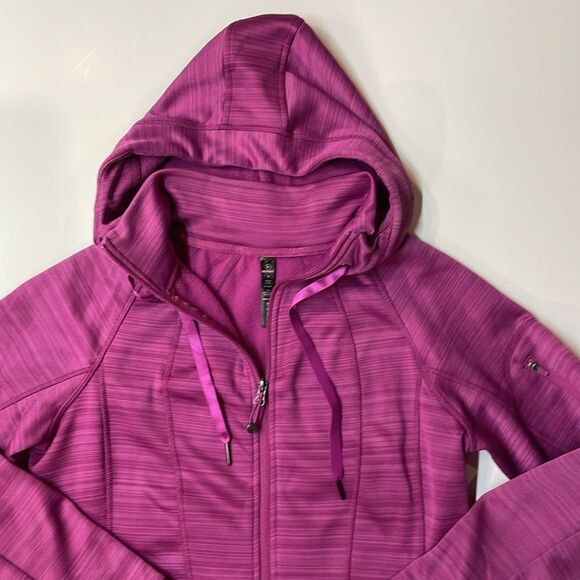 90 Degree by Reflex Women’s Full Zip Hoodie Jacket Purple Pink Striped Sz M - Picture 2 of 7